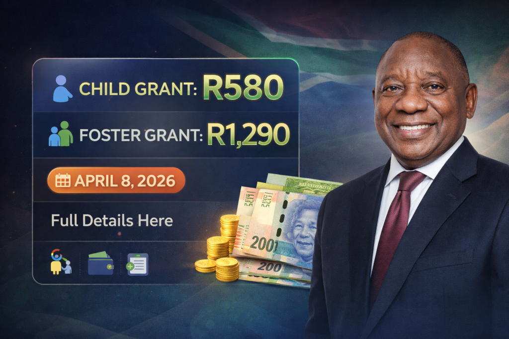 R580 Child Grant + R1,290 Foster Grant Paid on April 8, 2026 – Full Details Here
